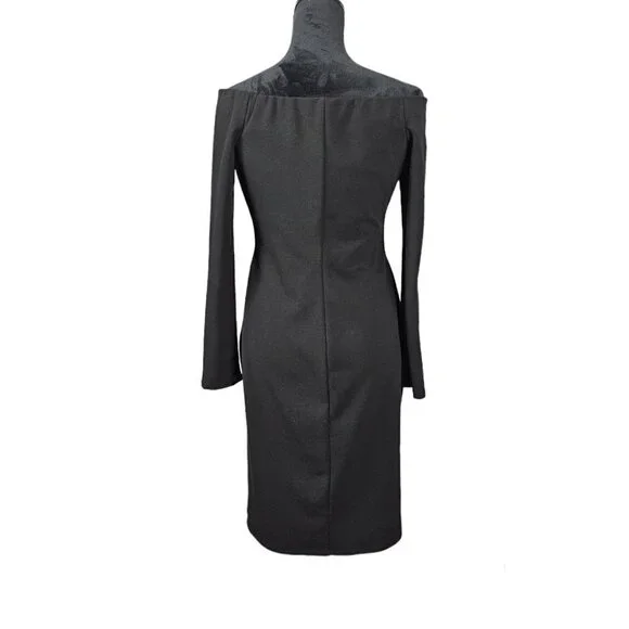 Eliza J Off the Shoulder Scuba Sheath Black Dress - Picture 7 of 9